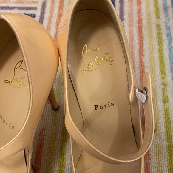 Christian Louboutin / Bana 140 Nude Patent Pump peep toe Mary Jane heels 39 8.5 - Picture 7 of 10
